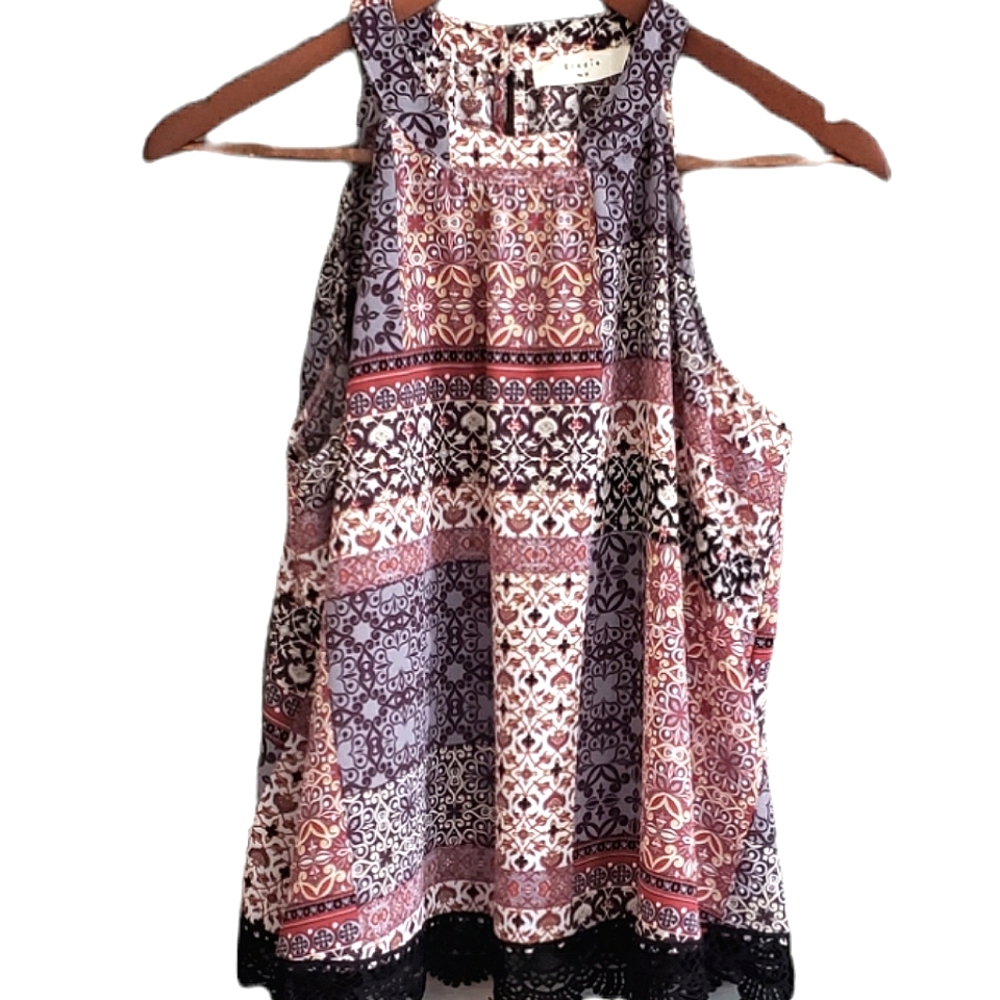 Elodie Multi Pattern Halter Tank sz Medium